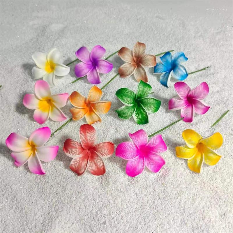 Peças Havaianas Plumeria Flor Grampos de cabelo 2,4 polegadas Espuma de praia Flores Headpieces para acessórios de festa de casamento