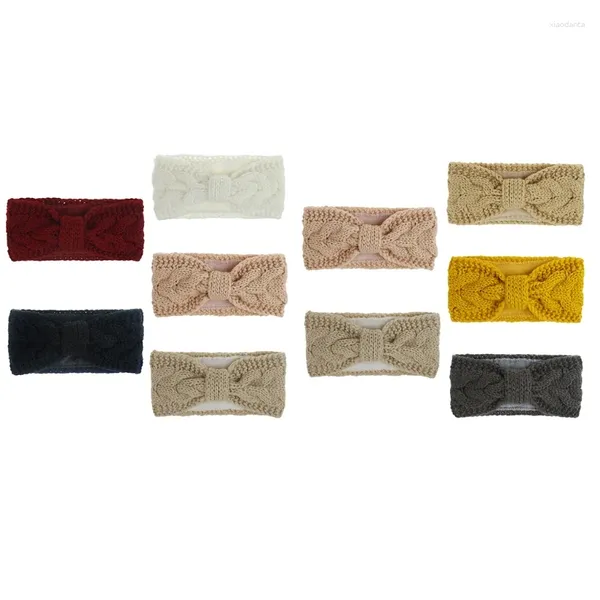 Pièces femmes hiver Crochet câble tricoté bandeau noué Center épaissir peluche doublure bandeau couleur unie gros oreille plus chaud