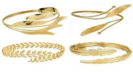 Bracelet de bras en morceaux pour les femmes filles or couleur mentale ouverte supérieure bracelet supérieur simple brassard réglable Set2046826