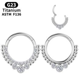 Piercing Septum titane Cartilage Tragus G23, anneau de nez, boucles d'oreilles en Zircon industriel Sexy, charnière à cliquet, bijoux pour le corps