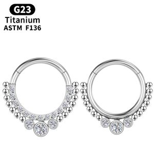 Piercing Septum titane Cartilage Tragus G23, anneau de nez, boucles d'oreilles en Zircon industriel Sexy, Segment de charnière, bijoux de corps pour femmes