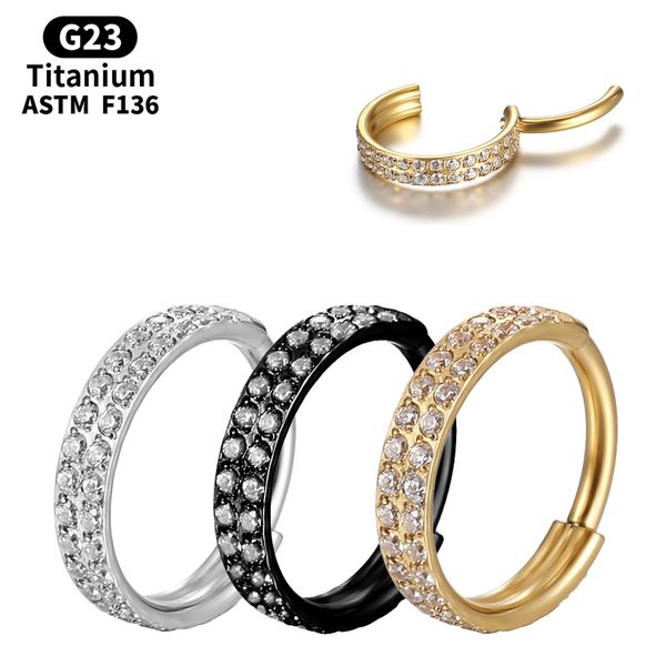 Piercing titane Septum charnière Segment G23 Cartilage cristal nez anneaux cerceau Tragus boucles d'oreilles femmes industrielle Helix corps bijoux