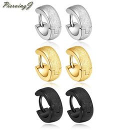 PiercingJ 3 pares de pendientes de aro pequeños de acero inoxidable mate con bisagras, piercings de oreja para hombre y mujer, perno hipoalergénico 242J