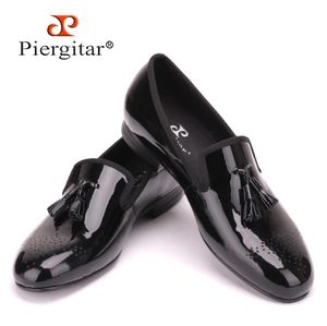Piergitar Black Patent Leather Men Dress Shoes with Tassel Plus Size Men Loafers Party and Wedding Men Flats Us Us Size 4175893594