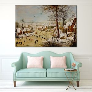 Pieter Bruegel – peinture à l'huile d'hiver, patineurs et piège à oiseaux, impression sur toile de paysage pour décoration murale de salon confortable