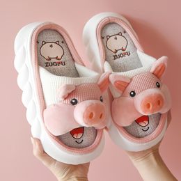 Pig Home Cute 795 voor vrouwen dieren platform zachte slippers vrouwelijk mooie huis glijbanen vier seizoen binnen schoenen 230717