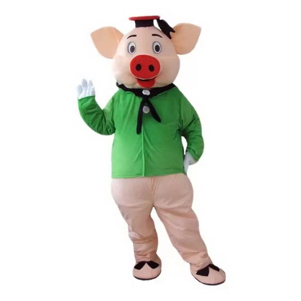 Costume de mascotte de cochon personnage de dessin animé taille adulte de haute qualité