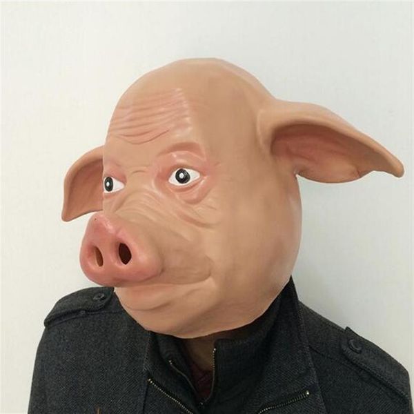 Máscara de cerdo Horror Pig Halloween Látex Máscara de cara completa Fancydress Accesorio Overhead WL1271235y