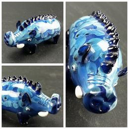 Forme de cochon 8,5 cm Pipe en verre coloré Pipes à fumer à la main Joli motif Arts décoratifs Conception innovante Résistance à haute température