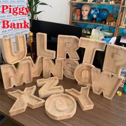 Piggy Bank Brief Shaped Money Box Grote Genoeg Burly Houten Veilige Besparende Dozen Opslag Organizer zinvolle souvenir voor slaapkamer