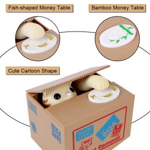 Piggy Banks Home Decor Sale Hot Vente en plastique Boîte d'économie d'économie électronique Boîtes à argent automatisé Panda Cat voler Banque Coin Kids Gift