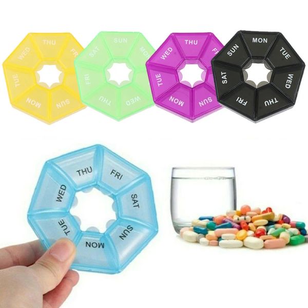 Pill Box Medicine Organizer Dispenser Almacenamiento 7 días Capsule semanal Case Pillers Container Health Beauty Mini Portable