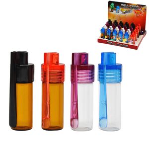 Pil Glazen Fles Snuff Snorter Dispenser Opslag Plastic Case Container Box Voor Droge Kruiden Meerdere Kleuren Rookaccessoires