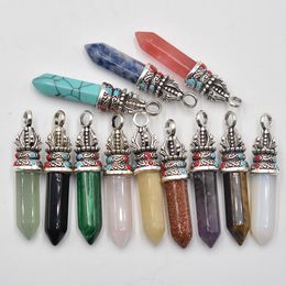 Pijler Chakra Reiki Healing Pendulums Charms Natuurstenen Hanger Amulet Crystal Hexagonal voor Mannen Vrouwen Ketting Sieraden Maken