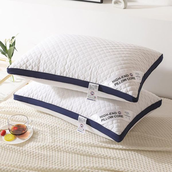 Almohada 100% algodón Star El Core para dormir ropa de cama para el hogar lavable a máquina a cuadros gris frío almohada de lado ancho
