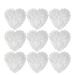 Oreiller 100 pièces tapis de cuisson de gâteau napperons en papier en forme de fleur Table de coeur d'amour floral blanc