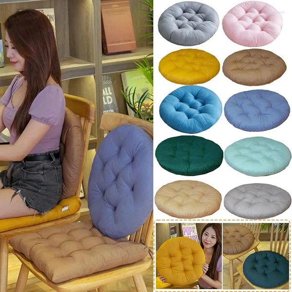 Oreiller 1pc 40cm siège rond décoratif intérieur extérieur couleur unie épais coussin de chaise voiture canapé tatami sol pour salon