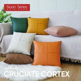 Oreiller 1pc 45x45 Cortex Cortex Couleur solide Luxury Luxury Pu Cover Sofa Salon Oreau