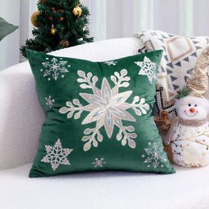 Kussen 1 st Kerst Borduurhoes Sneeuwvlok 45x45 Luxe Decoratief Fluweel Voor Sofa Decor Kussensloop