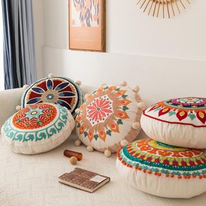 Almohada 1 unid redondo estilo bohemio bordado futón mullido asiento s para sofá hogar decorativo con relleno