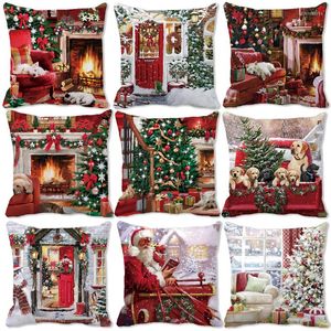 Kussen 1 stks kerstdecoraties Cover Pillowcase Sofa s voor 2023 jaar auto woning decor Navidad Xmas cadeau 45x45 cm