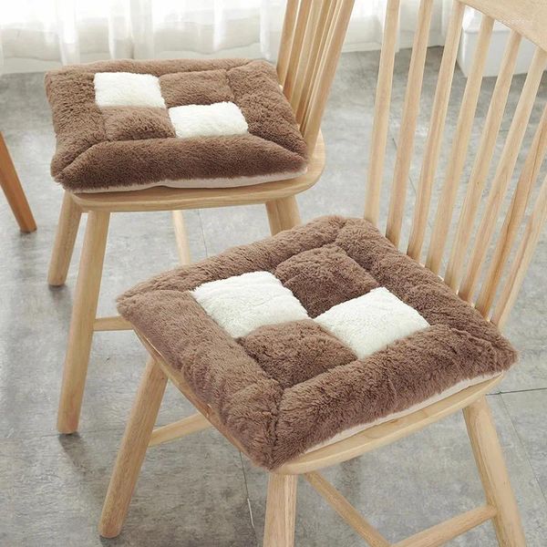 Almohada 1 unids felpa asiento cálido oficina silla de invierno sillas de mesa de comedor de hogar simplificadas y engrosadas