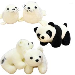 Oreiller 1 pièces Simulation Panda/ours polaire/mer phoque en peluche poupée Aquarium Aanimal école enfants apprentissage jouet tirer décor cadeaux d'anniversaire