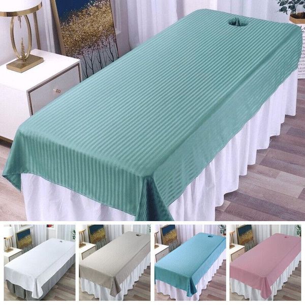 Almohada 1x Rayado Reutilizable Belleza Masaje Mesa Cubierta Spa Cama Salón Sofá Sábana con orificio para la cara Poliéster antiarrugas