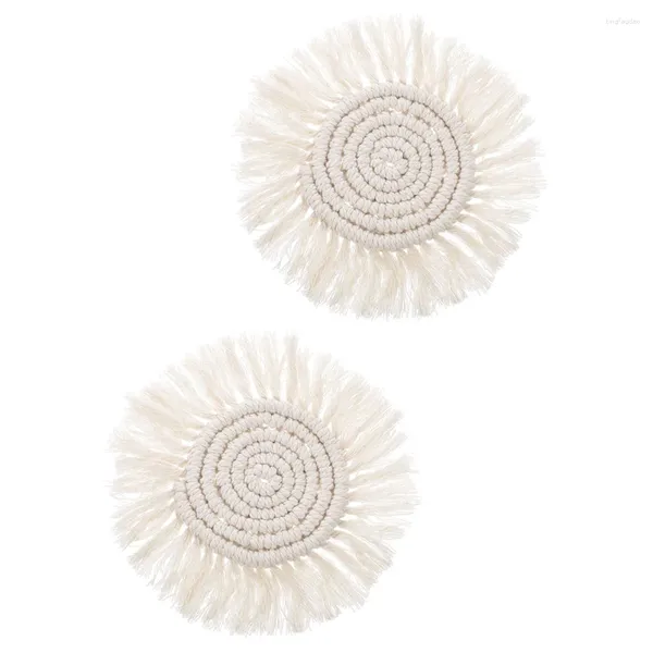 Oreiller 2 pcs lieu décoratif tapis naturels natons places tissés tissu corde plat table à manger tampon de style rustique coton coton