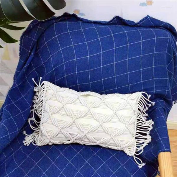 Almohada 2023 Macrame Hilo de algodón hecho a mano Fundas Funda de sofá Fundas de almohada decorativas Textiles para el hogar