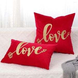 Oreiller 2023 saint valentin couverture amour lettre broderie jeter rouge et blanc Couple maison taie d'oreiller