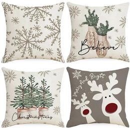 Pillow 2024 Décoration de Noël mignon dessin animé de la mode Couvre de canapés à la maison imprimé décoratif