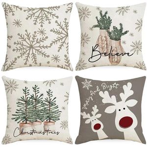 Kussen 2024 Kerstdecoratie Leuke mode cartoon sneeuwkas afdrukken Home bank covers decoratief