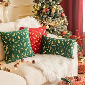 Almohada 2024 Cubierta de estampado de plumas de Navidad Velvet Light Luxury Through Sports Decorative Merry Festival Decor