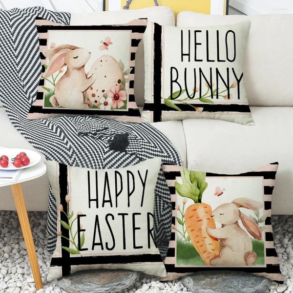 Almohada 2024 cubierta de pascua material de lino impreso sala de estar sofá dormitorio cama personalidad decorativa suave