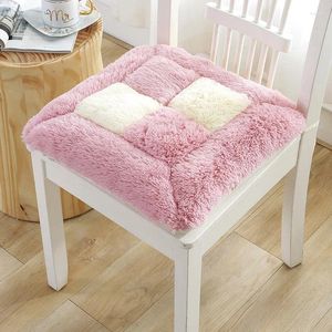 Almohada 2024 Patrón de cuadrícula Espesado Silla de peluche Coussin 40 40 cm Mat de asiento anti-Slip Decoración del hogar Oficina de comedor s Pad