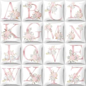 Oreiller 26 lettres couverture lettre rose maison taie d'oreiller décorative jeter étui Alphabet pour canapé
