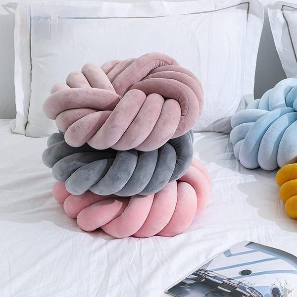 Almohada 28CM Fleece Algodón Mano Nudo Volver S Cama Relleno Bola suave Tapón Decoración para el hogar Felpa