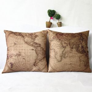 Fundas decorativas para el hogar con estampado de mapa de estilo europeo, 2 uds., decoraciones para habitación, funda para coche, juego de cama, decoración, Cojines