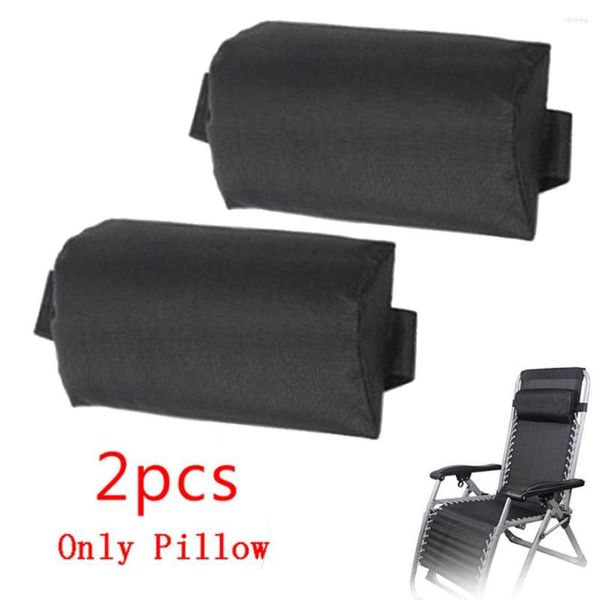 Oreiller 2 pièces chaises inclinables pliantes coussin de tête réglable amovible pour plage extérieur chaise longue de jardin tissu fournitures pour la maison