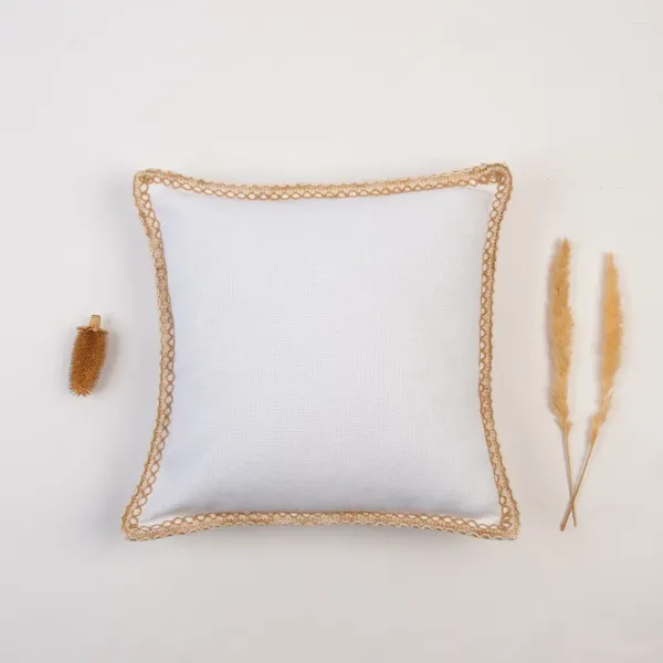 Almohada 2 unids funda de almohada de lujo color blanco sólido sofá algodón lino cubierta para sala de estar caso asiento de coche decoración de la silla