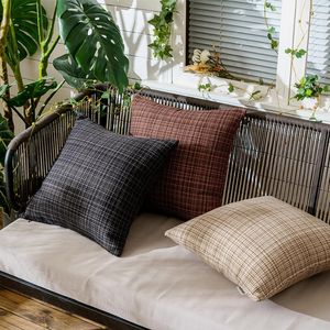 Oreiller 2 pièces imperméable Textile extérieur jeter couvre rayure taies d'oreiller carrées étuis modernes pour Patio canapé banc 18 pouces