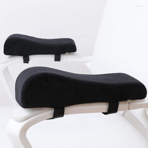 Almohada Silla de 2 piezas Reposabrazos ergonómico S Alivio de presión con almohadillas de espuma viscoelástica de felpa negra