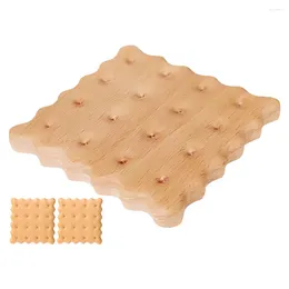 Kussen 3 pc's gesimuleerde cookie decor hout onderzetters voor drankjes grappige slijtage-resistente bekermat rond houten theekopje placemat