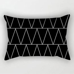 Oreiller 30x50cm noir blanc géométrique couvre Vintage taie d'oreiller canapé bureau voiture décoration de la maison