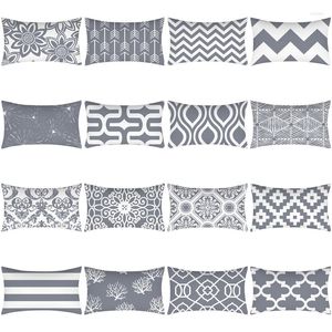 Oreiller 30X50cm gris géométrie couverture Mandala taie d'oreiller Polyester canapé S décoratif jeter décor à la maison taie d'oreiller cadeaux