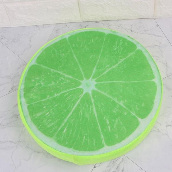 Almohada 33cm Creative 3D Soft S Hogar Decorativo Cojín de asiento de felpa Silla de oficina Volver Fruta verde en forma de naranja