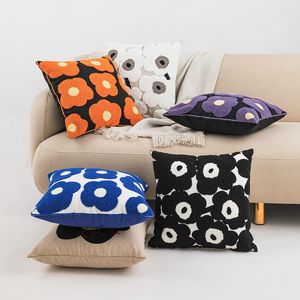 Pillow 3D Flower Flocked Cover Solid Floral Sofa Decor Chair Seat Soft Pillowcase Cotton Thicked Home El