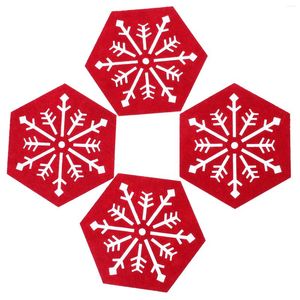 Oreiller 4 pcs Christmas Hexagon Snowflake Placemat Decor for Office Placemats Tissu