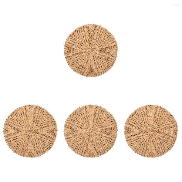 Almohada 4 PCS Uso en el hogar Asiento Decoración al aire libre Tejido Tatami Pad Rounded Ground Mat Cattail Grass Piso interior Decoración japonesa